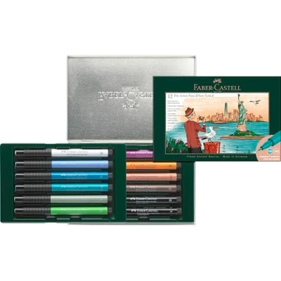 Abbildung von FABER CASTELL 267135 Geschenkset New York, 12 Tuschestifte Pitt Artist Pen, Strichstärken FM, S, B