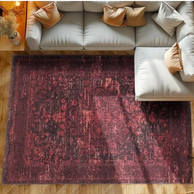 Abbildung von SIMPEX24 Designteppich Vintage Stil, Läufer, Höhe: 7 mm, Waschbarer Teppich Stil Rutschfest Wohnzimmer