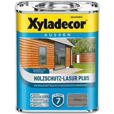 Abbildung von Xyladecor Holzschutz Lasur Plus, 4L, grau