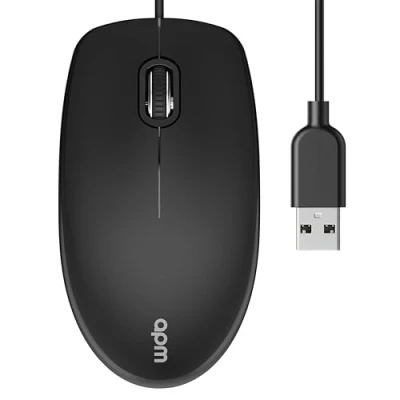 Abbildung von APM USB Kabelgebundene Optische Maus, Ergonomisches Design, 3 Tasten, 1000 DPI Sensor, Beidseitig Nutzbar, Kompatibel mit PC, Windows, Mac OS, Laptop, Chromebook, Schwarz, 571169