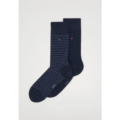 Abbildung von TOMMY HILFIGER Herrensocken Doppelpack Uni/Ringel blau Gr. 43 46