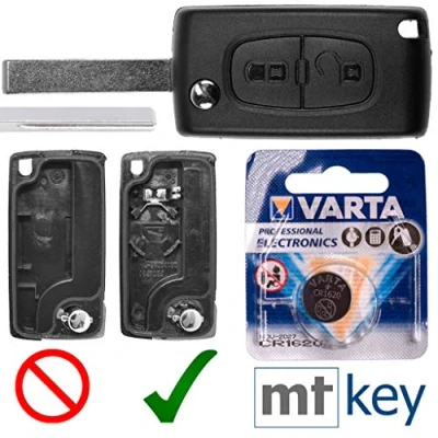Abbildung von Autoschlüssel Funk Fernbedienung Austausch Gehäuse mit 2 Tasten + HU83 Rohling Batterie kompatibel Peugeot 207 307 308 807 5008