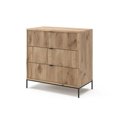 Abbildung von Vicco Kommode Eliza, Viking Oak, 80 x 81.2 cm mit 3 Schubladen