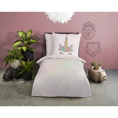 Abbildung von PURE luxury collection Kinderbettwäsche &quot;Mandy&quot;, Mikrofaser, 135x200, pflegeleicht, Wende, Mädchen, Einhorn, Regenbogen