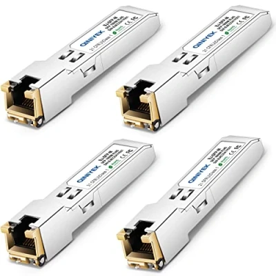 Abbildung von [4 Stück] 1.25G SFP to RJ45 Module, 10/100/1000BASE T Transceiver für Cisco GLC T/SFP GE T, Meraki MA 1GB TX, Ubiquiti UniFi UF 1G, Netgear, Zyxel, D Link TP QNAP, Open Switch, 100m