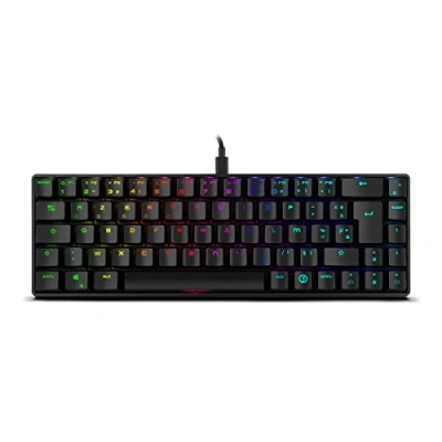 Abbildung von Ozone Tactical Mini Gaming Keyboard OZTACTICALFR Mechanisch ohne Ziffernblock, Bluetooth, rote Outemu Schalter, RGB LED Beleuchtung, lautlos, Französisch Layout, schwarz