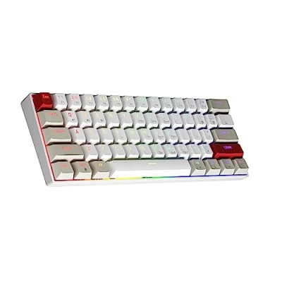 Abbildung von Newmen GM610 Gaming Tastatur Kabellos,60% Prozent Mechanische Bluetooth/Mit Kabel,61 Tasten RGB Beleuchtung Hot Swap Anti Ghosting TKL Mini QWERTY Keyboard für PC/Win/Mac,Braun Schalter