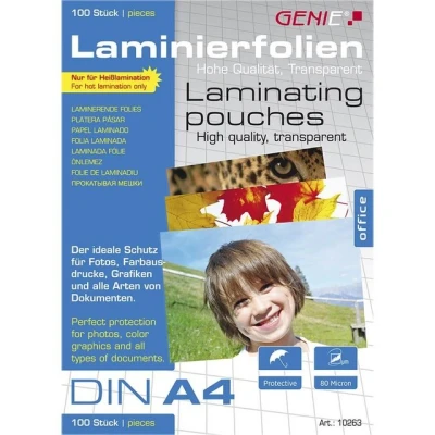 Abbildung von Genie Laminiertaschen A4 80 mic. VE=100 Stück
