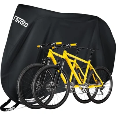 Abbildung von Favoto Fahrrad Abdeckplane Wasserdicht Outdoor Oxford Gewebe Fahrradabdeckung für MTB Mountain Road Bike Ebike Staubdicht Winddicht Sonnenschutz Kratzfest 200x70x110CM Schwarz