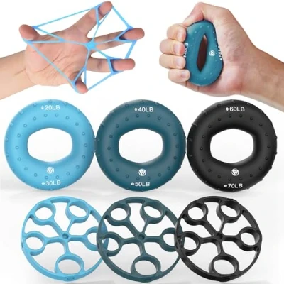 Abbildung von FUNFLEX Griffkraft Trainer Set 6 Teilig Unterarmtrainer,Handtrainer Fingertrainer, Fingerstrecker, Finger Grifftrainer Grip Ring, Hand &amp; Unterarm Training