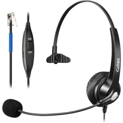 Abbildung von RJ9 Telefon Headset mit Mikrofon Noise Cancelling, Festnetztelefon Kopfhörer Mono für Cisco 8811 7811 7841 7861 7942G 8841 8845 8851 8861 6851 Büro Call Center IP Telefone, Kristallklar Chat