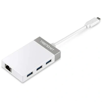 Abbildung von TRENDnet USB C zu Gigabit Adapter Hub, 12.7 cm (5 Zoll) für Windows, Mac OS, MacBook und Surface Pro, TUC ETGH3