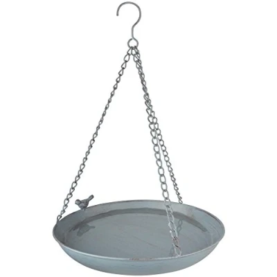 Abbildung von Esschert Design Grey Metal Vogeltränke, hängend, aus dem Material „Metall“, 30,4 x 5,8 cm