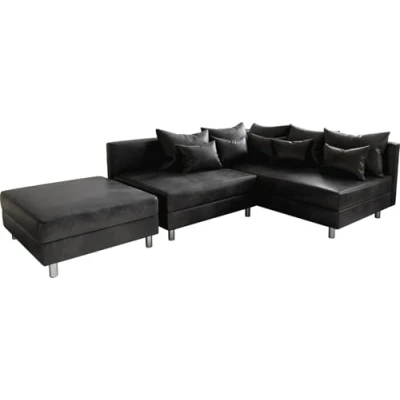 Abbildung von Ecksofa Clovis Anthrazit Antik Optik Modular Hocker Ottomane Rechts