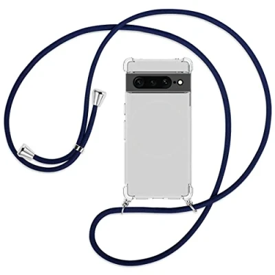 Abbildung von mtb more energy® Handykette kompatibel mit Google Pixel 7 Pro dunkelblau Smartphone Hülle zum Umhängen Anti Shock Full TPU Case