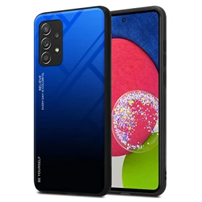 Abbildung von Cadorabo Hülle kompatibel mit Samsung Galaxy A52 (4G / 5G) A52s Schutzhülle TPU Silikon Case Glas Slim Kratzfest Weiche Gummi Rundumschutz für in Schwarz