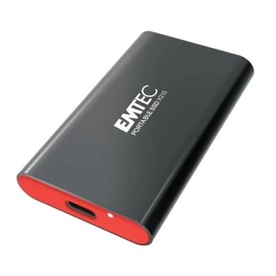 Abbildung von Emtec Externe SSD Festplatte X210 Elite 512 GB abwärtskompatibel mit USB 3.2 Gen1 und 2.0 3D NAND Flash Technologie C Gen2 auf A Silikonhülle, Schwarz