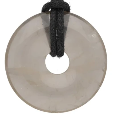 Abbildung von Lebensquelle Plus Rauchquarz Donut Ø 30 mm + Baumwollband Edelstein Anhänger Echte Heilsteinkette inkl. Band
