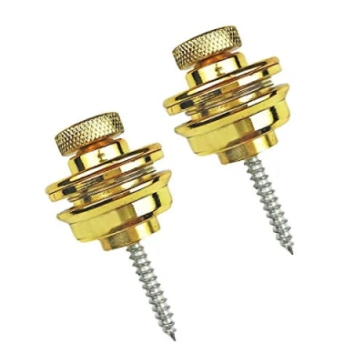 Abbildung von Gitarrengurt Schloss,Gitarrengurt Knöpfe 2 Pack Metal Taste Endknopf mit Befestigungsschrauben für Akustik Klassische E Gitarre Bass Ukulele (Golden)