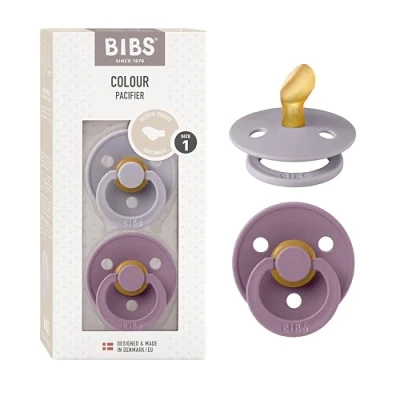 Abbildung von BIBS Colour Schnuller 2er Pack, BPA frei Schnuller, Kiefergerechte Form. Naturkautschuk/Latex, Hergestellt in Dänemark. 0 6 Monate (2er Pack), Fossil Grey/Mauve