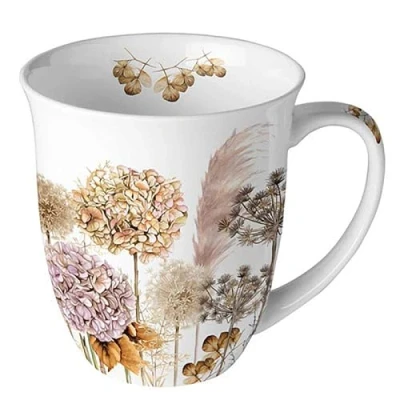 Abbildung von Ambiente Kaffeetasse Tee Tasse Henkelbecher 0,4 l Serie dried flowers Trockenblumen Gräser Fine Bone China Porzellan