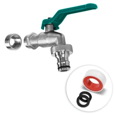 Abbildung von YourCasa Absperrventil Wasserhahn Garten 1/2 Zoll &amp; 3/4 aus Messing, Schnellkupplung, Adapter auf