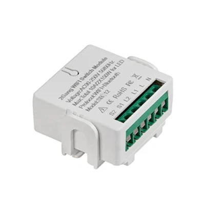 Abbildung von Logilink SH0124 Wi Fi Smart Home 2 Kanal Switch Modul Klemmblock, über App steuerbar, Tuya kompatibel, unterstützt Amazon Alexa und Google