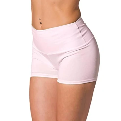 Abbildung von Alkato Damen Sport Shorts mit Hohem Bund Hotpants Radlerhose Long Shorts, Farbe: Hellrosa, Größe: 36