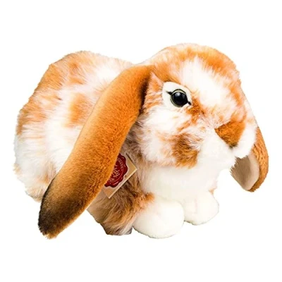 Abbildung von Teddy Hermann® Kuscheltier Hase liegend hellbraun weiss gescheckt 30 cm