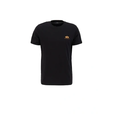 Abbildung von Alpha Industries LOGO Tshirt basic, Herren, Größe: Medium, Black neon orange