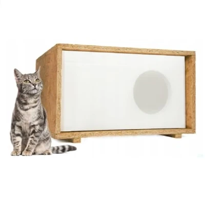 Abbildung von QLS Tierhaus Styropor + OSB, Wetterfestes Katzenhaus 43x41 cm isoliertes Schutzhäuschen