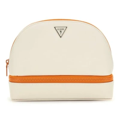 Abbildung von Guess IN Saffianoptik MIT LOGO Kosmetiktasche, Damen, Größe: One Size, Weiß