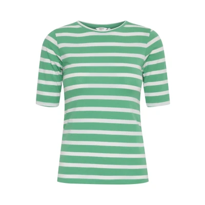 Abbildung von b.young Bypamila Stripe Tshirt print, Damen, Größe: Large, Ming green mix