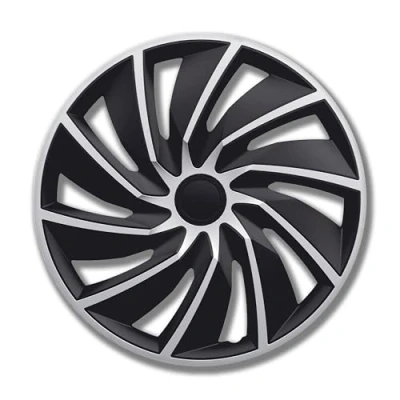 Abbildung von Radzierblende Turbo schwarz/Silber Größe 15&quot; 2 Fach lackiert Material: ABS in PETEX Box