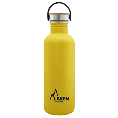 Abbildung von Laken Basic Edelstahlflasche, Trinkflasche Weite Öffnung mit Edelstah Schraubverschluss Bambo, BPA frei 1L, Gelb