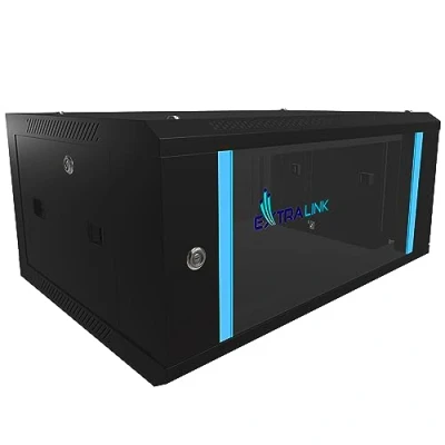 Abbildung von Netzwerkschrank 19 Zoll 4 HE 600x450 Wandmontage selbstmontierender Rahmen abnehmbare Seitenwände für Switches UPS Server Netzwerkausrüstung Serverschrank gehärtetes Glas Schwarz Rack