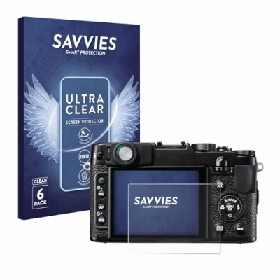 Abbildung von Savvies 6 Stück Schutzfolie für Fujifilm FinePix X10 Displayschutz Folie Ultra Transparent