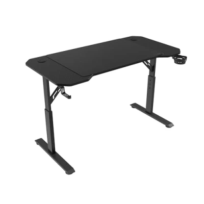 Abbildung von MARSGAMING MGD ERGO120, Höhenverstellbarer Gaming Tisch 3 Positionen, Ergonomische Oberfläche, Metallstruktur, XXL Mauspad, Headset und Getränkehalter, Kabelmanagement, Desk 120x60cm, Schwarz