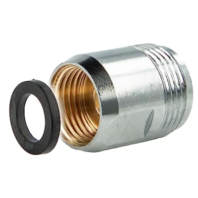 Abbildung von tecuro Adapter Aufnahme für Armaturen mit 1/2 Zoll AG x 3/4 IG Brause und Duscharmaturen hochglanzverchromt, Gummidichtung, leichte Montage