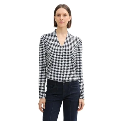 Abbildung von TOM Tailor Langarmshirt, Damen, Größe: XL, Black geometric minimal