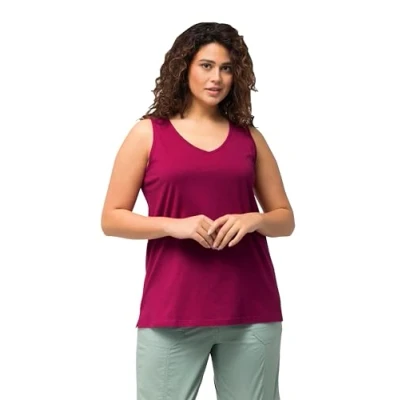 Abbildung von Ulla Popken Damen Feminines Top mit V neck T Shirt, magnolienrot, 62 64