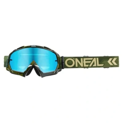 Abbildung von O&#039;NEAL Fahrrad &amp; Motocross Brille MX MTB DH FR Downhill Freeride Hochwertige 1,2 mm 3D Linse für ultimative Klarheit, UV Schutz B 10 Goggle Camo V.22 Army Grün Blau Verspiegelt OneSize