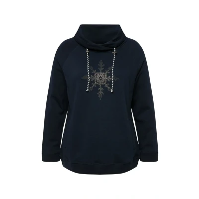 Abbildung von Ulla Popken LONG Sleeve Standup Collar Snowflake Sweatshirt, Damen, Größe: 42/44, Dark blue