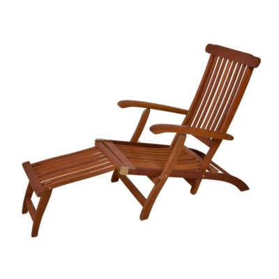 Abbildung von Spetebo Gartenliege Eukalyptus Deckchair mehrfach verstellbar 163 x 56 cm, Stück, 1 St., Sonnenliege, Holz mit Fußteil klappbar