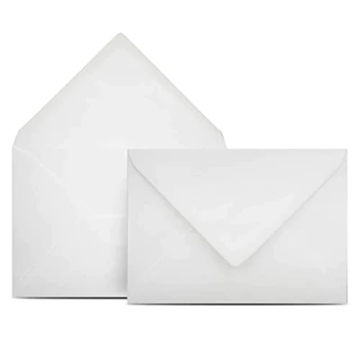 Abbildung von 50 Briefumschläge DIN C6 Weiss 11,4 x 16,2 cm Kuverts mit 100 g/m² Nassklebung spitze Klappe Umschläge ohne Fenster Colours 4 you