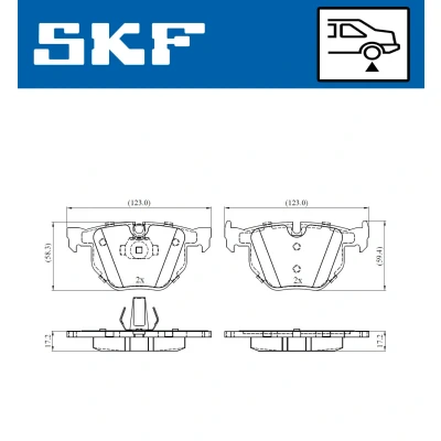 Abbildung von SKF VKBP 90240 Bremsbelagsatz für Verschleißwarnanzeiger vorbereitet BMW: X6