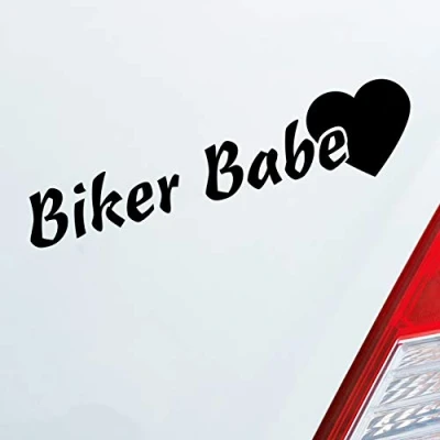 Abbildung von Hellweg Druckerei Biker Babe Bikerbabe Motorrad Frau Auto Aufkleber Sticker Heckscheibenaufkleber