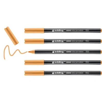 Abbildung von edding 1300 Fasermaler medium hellorange 5 Stifte Rundspitze 2 mm Filzstift zum Zeichnen und Schreiben für Schule, Mandala, Bullet Journal
