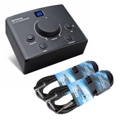 Abbildung von Presonus Micro Station BT Audio Monitor Controller mit 2x keepdrum Klinkenkabel
