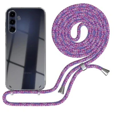 Abbildung von EAZY CASE Handykette kompatibel mit Samsung Galaxy A15 Kette zum Umhängen für Hülle Band aus Silikon stoßfeste transparente Handyhülle als Fallschutz in Unicorn